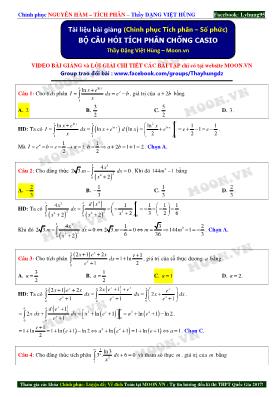 Bài tập trắc nghiệm Giải tích 12 - Nguyên hàm, tích phân, ứng dụng